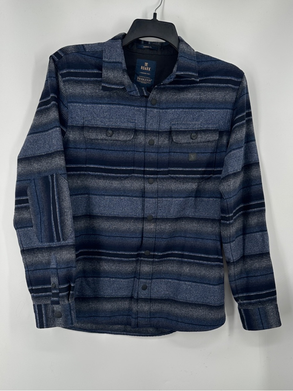 Roark X Pendleton Men's Indigo Striped Shirt 100% Wool